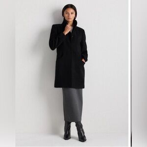 Quince Wool Cashmere Cocoon Coat Black XS NWT Minimalist Wool Classic 
Coat